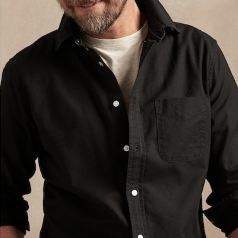 BANANA REPUBLIC UNTUCKED OXFORD SHIRT, Color: Black, Size: XL Tall
